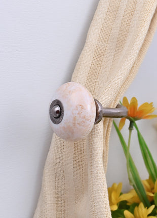 Curtain Tie Backs Hook Decorative Wall Hook- Speckled Off-White (Set of Two)
