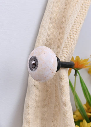 Curtain Tie Backs Hook Decorative Wall Hook- Speckled Off-White (Set of Two)