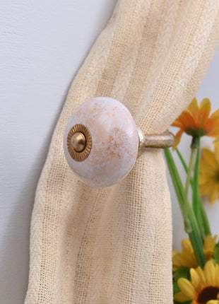 Curtain Tie Backs Hook Decorative Wall Hook- Speckled Off-White (Set of Two)