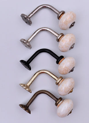 Curtain Tie Backs Hook Decorative Wall Hook- Speckled Off-White (Set of Two)