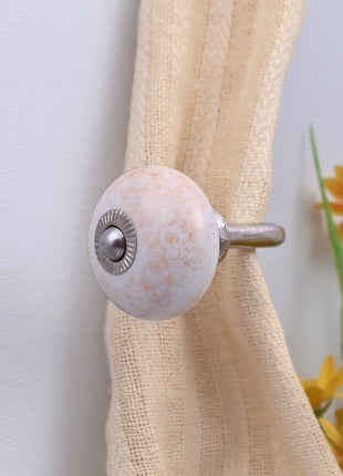 Curtain Tie Backs Hook Decorative Wall Hook- Speckled Off-White (Set of Two)