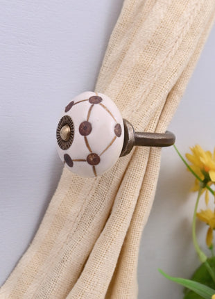 Curtain Tie Backs Hook Decorative Wall Hook- Geometric Polka Dot Line (Set of Two)
