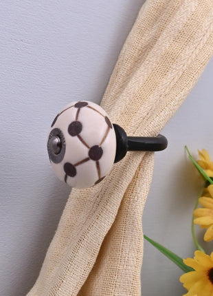 Curtain Tie Backs Hook Decorative Wall Hook- Geometric Polka Dot Line (Set of Two)