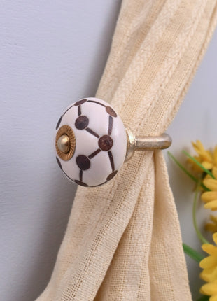 Curtain Tie Backs Hook Decorative Wall Hook- Geometric Polka Dot Line (Set of Two)