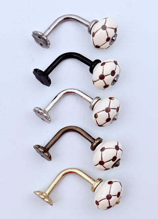 Curtain Tie Backs Hook Decorative Wall Hook- Geometric Polka Dot Line (Set of Two)