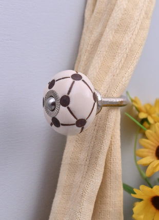 Curtain Tie Backs Hook Decorative Wall Hook- Geometric Polka Dot Line (Set of Two)