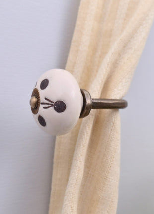 Curtain Tie Backs Hook Decorative Wall Hook- Maroon Polka Dots (Set of Two)