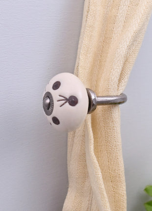 Curtain Tie Backs Hook Decorative Wall Hook- Maroon Polka Dots (Set of Two)