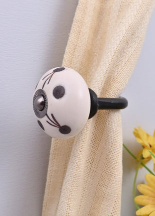 Curtain Tie Backs Hook Decorative Wall Hook- Maroon Polka Dots (Set of Two)