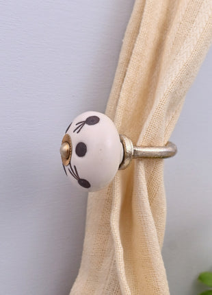 Curtain Tie Backs Hook Decorative Wall Hook- Maroon Polka Dots (Set of Two)