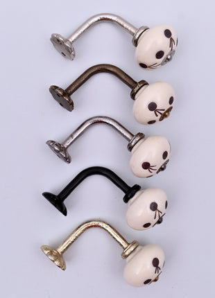 Curtain Tie Backs Hook Decorative Wall Hook- Maroon Polka Dots (Set of Two)