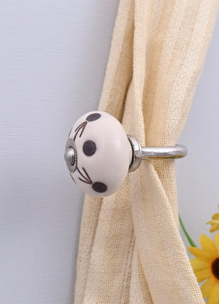 Curtain Tie Backs Hook Decorative Wall Hook- Maroon Polka Dots (Set of Two)