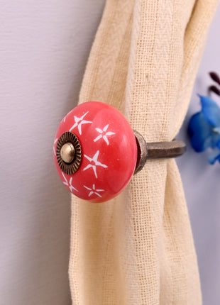 Curtain Tie Backs Hook Decorative Wall Hook- Red (Set of Two)