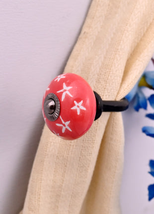Curtain Tie Backs Hook Decorative Wall Hook- Red (Set of Two)
