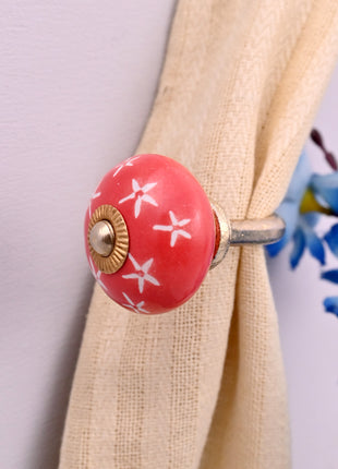 Curtain Tie Backs Hook Decorative Wall Hook- Red (Set of Two)