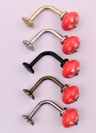 Curtain Tie Backs Hook Decorative Wall Hook- Red (Set of Two)