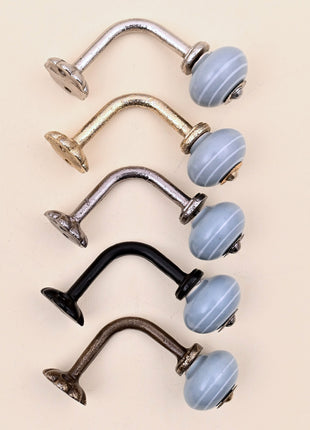 Curtain Tie Backs Hook Decorative Wall Hook- Grey Striped (Set of Two)