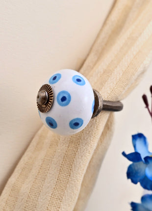 Curtain Tie Backs Hook Decorative Wall Hook-  Turquoise & Blue Evil Eye (Set of Two)