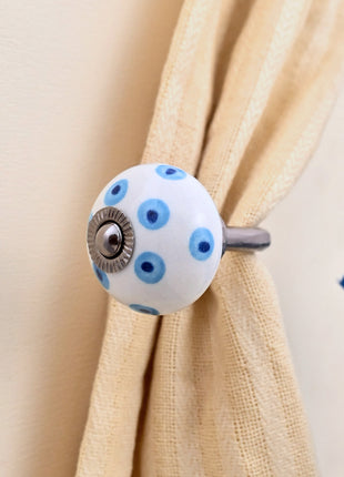 Curtain Tie Backs Hook Decorative Wall Hook-  Turquoise & Blue Evil Eye (Set of Two)