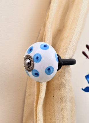 Curtain Tie Backs Hook Decorative Wall Hook-  Turquoise & Blue Evil Eye (Set of Two)