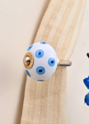 Curtain Tie Backs Hook Decorative Wall Hook-  Turquoise & Blue Evil Eye (Set of Two)