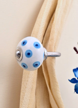 Curtain Tie Backs Hook Decorative Wall Hook-  Turquoise & Blue Evil Eye (Set of Two)