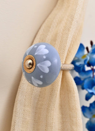 Curtain Tie Backs Hook Decorative Wall Hook-  Grey (Set of Two)