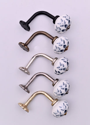 Curtain Tie Backs Hook Decorative Wall Hook- Grey Floral (Set of Two)