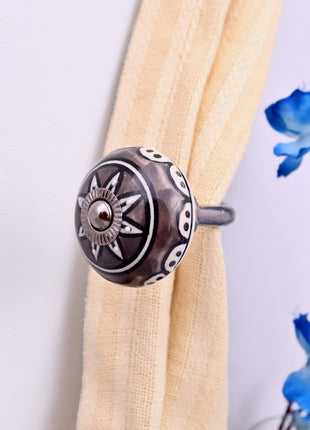 Curtain Tie Backs Hook Decorative Wall Hook- Charcoal Grey (Set of Two)