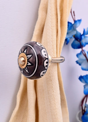 Curtain Tie Backs Hook Decorative Wall Hook- Charcoal Grey (Set of Two)