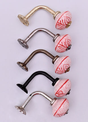Curtain Tie Backs Hook Decorative Wall Hook- Red Speckled Floral (Set of Two)