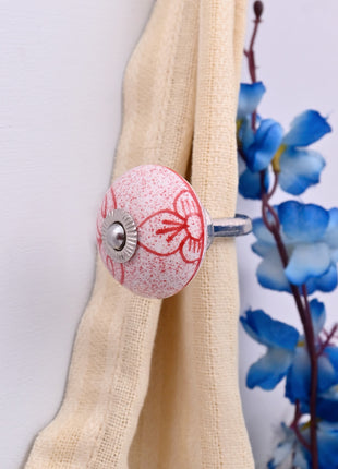 Curtain Tie Backs Hook Decorative Wall Hook- Red Speckled Floral (Set of Two)