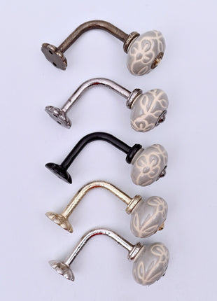 Curtain Tie Backs Hook Decorative Wall Hook- Embossed Grey (Set of Two)