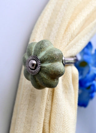 Curtain Tie Backs Hook Decorative Wall Hook- Olive Green Rustic (Set of Two)