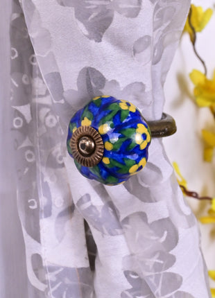 Curtain Tie Backs Hook Decorative Wall Hook- Blue (Set of Two)