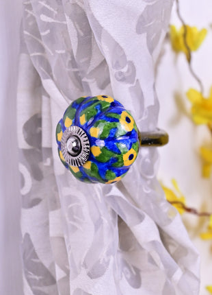 Curtain Tie Backs Hook Decorative Wall Hook- Blue (Set of Two)