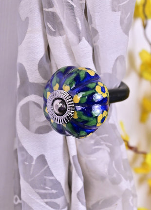 Curtain Tie Backs Hook Decorative Wall Hook- Blue (Set of Two)