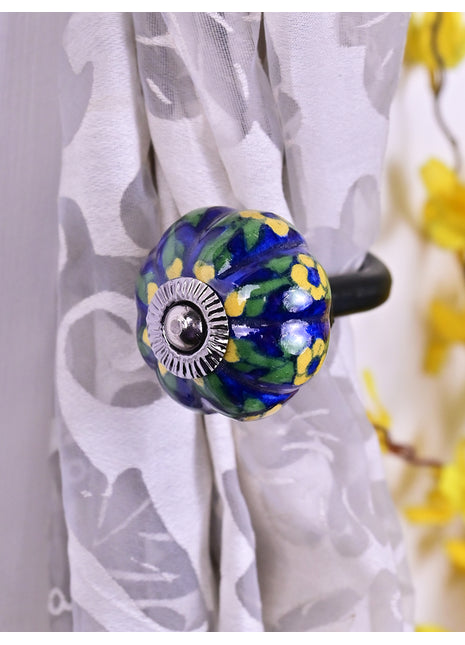 Curtain Tie Backs Hook Decorative Wall Hook- Blue (Set of Two)