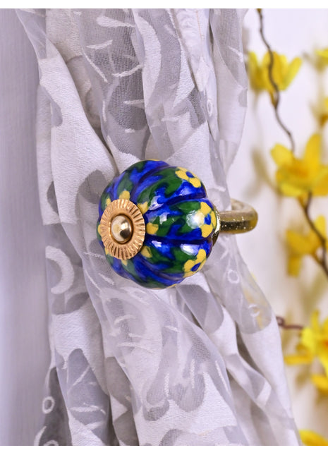 Curtain Tie Backs Hook Decorative Wall Hook- Blue (Set of Two)