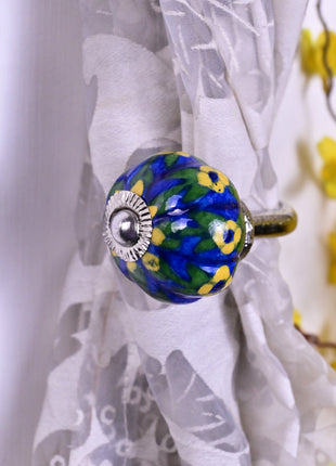 Curtain Tie Backs Hook Decorative Wall Hook- Blue (Set of Two)