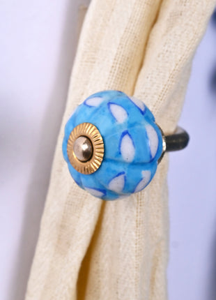 Curtain Tie Backs Hook Decorative Wall Hook-Turquoise (Set of Two)