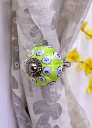 Curtain Tie Backs Hook Decorative Wall Hook- Lime Green (Set of Two)