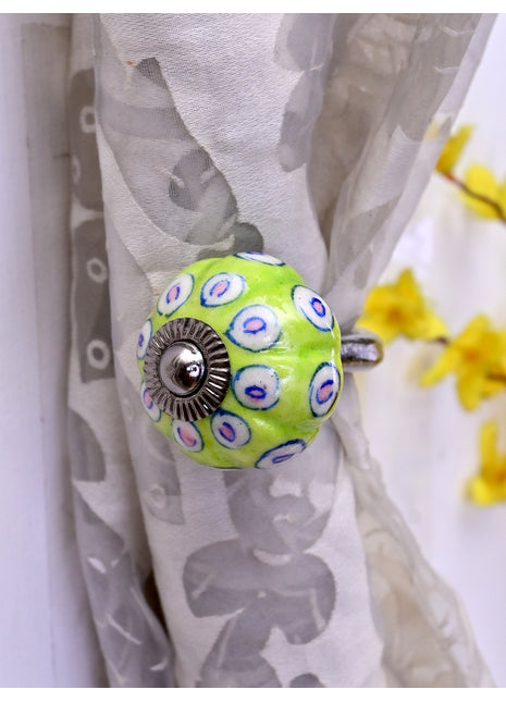 Curtain Tie Backs Hook Decorative Wall Hook- Lime Green (Set of Two)