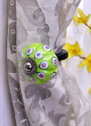 Curtain Tie Backs Hook Decorative Wall Hook- Lime Green (Set of Two)