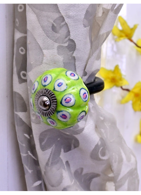 Curtain Tie Backs Hook Decorative Wall Hook- Lime Green (Set of Two)