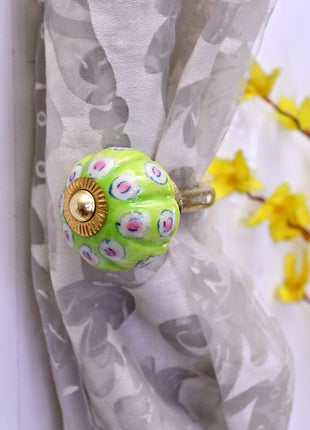 Curtain Tie Backs Hook Decorative Wall Hook- Lime Green (Set of Two)