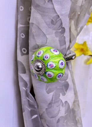 Curtain Tie Backs Hook Decorative Wall Hook- Lime Green (Set of Two)