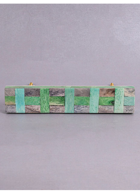 Natural Handmade Horn Bone Drawer Pull-Green, Blue and White