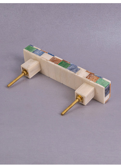 Natural Handmade Horn Bone Drawer Pull-Brown White Blue