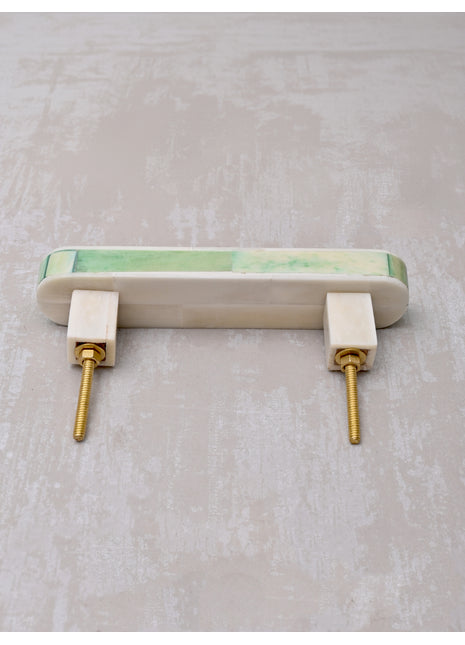 Natural Handmade Horn Bone Drawer Pull-Green White-01